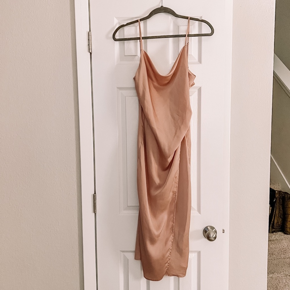 Cute pink midi bridesmaid dress